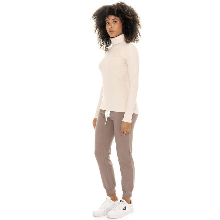 T-shirt donna a manica lunga in costina Leone 1947 Chic Tones