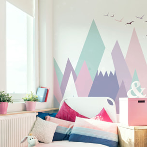 Stickers muraux enfants - Décoration chambre bébé - Autocollant Sticker mural géant enfant montagnes scandinaves MONIKA