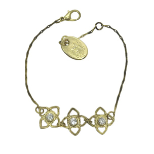 Pulsera Mismy dorado Tres flores y cristal SW color cristal