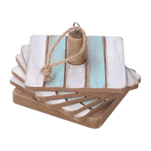 Sottobicchiere in legno mare 6 pezzi quadro cm10x10h8