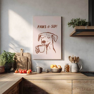 Tableau Paws & Sip chien café Toile imprimée