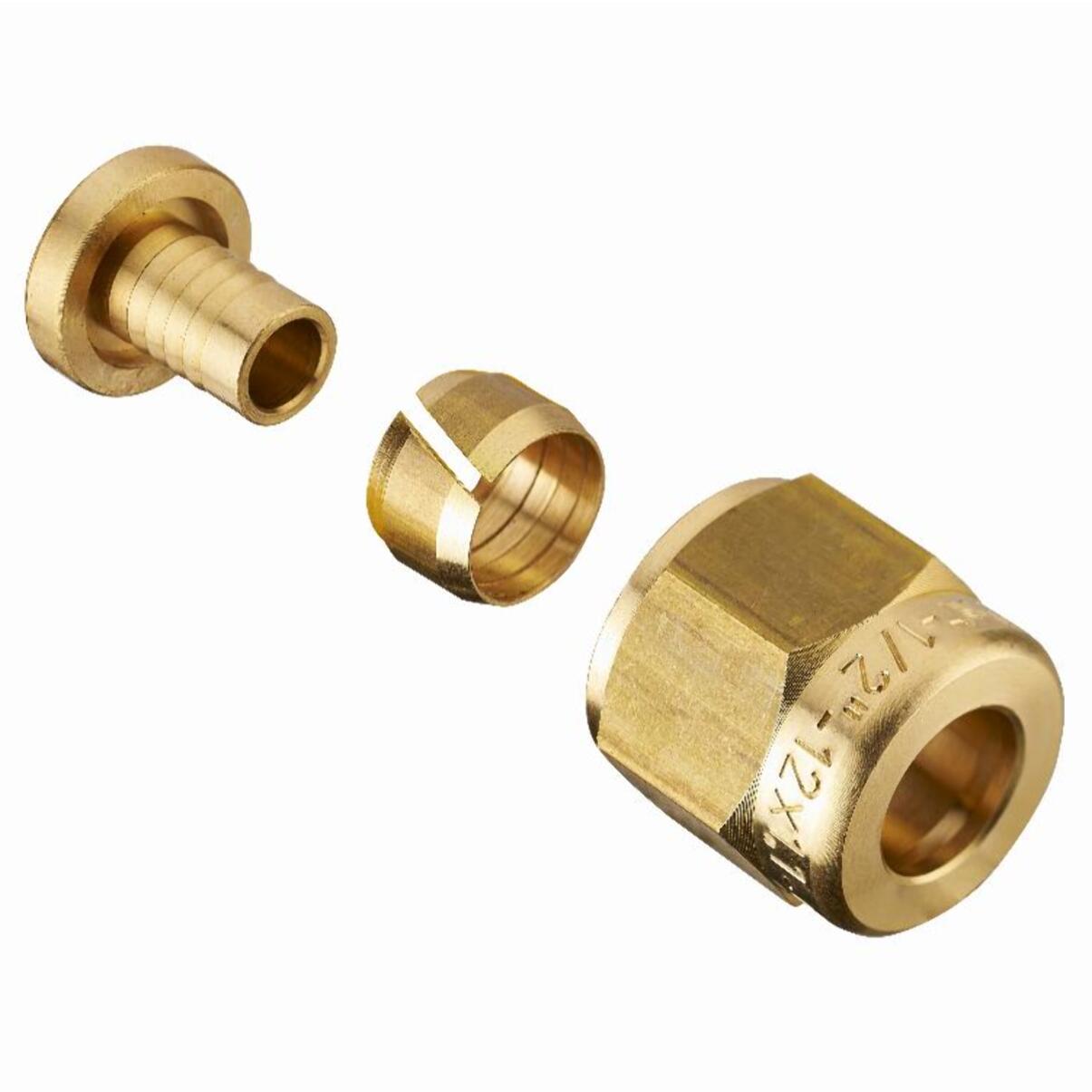 Raccord droit à compression pour tube PER NOYON & THIEBAULT - Ø 16 mm à visser femelle écrou libre F1/2' (15x21) Sachet 10 pces - 3288-1516S10