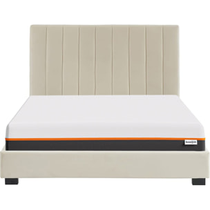 Lit en velours + Matelas double confort - WILLIAM & DUAL CONFORT