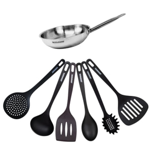 Set de 1 poêle en inox et 6 ustensiles RPET Fackelmann Eterna