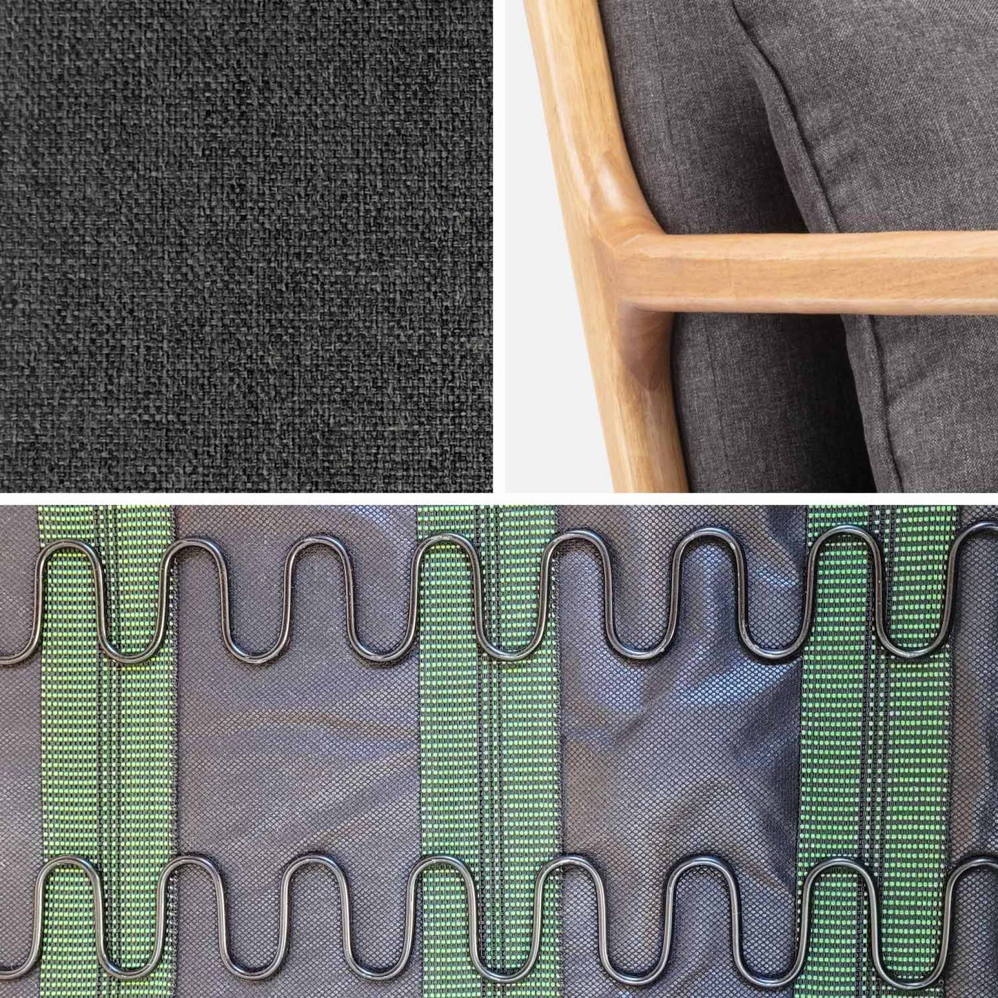 Fauteuil scandinave bois d'hévéa et tissu LORENS