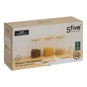 Lot de 3 bocaux Hermet 1L en verre