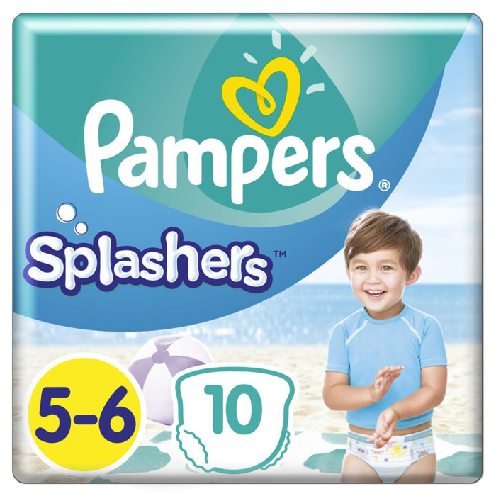 10 Couches Splashers Taille 5-6, Pampers