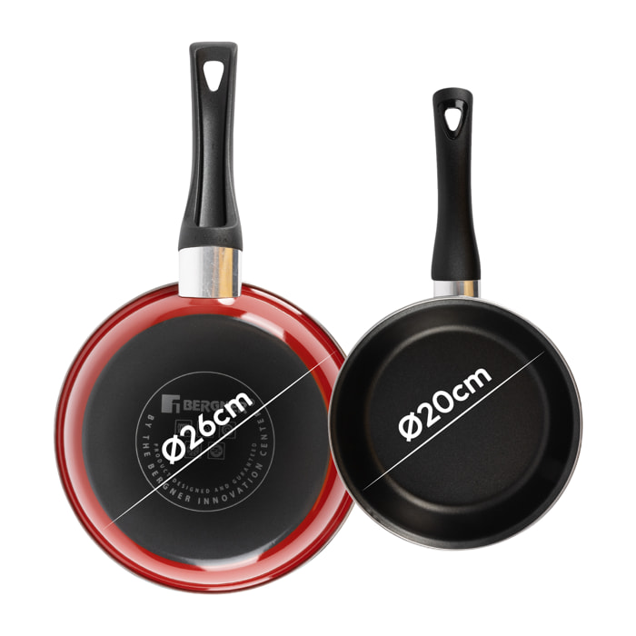 Juego de 2 Sartenes Ø20Ø26cm base roja CLASSIQUE en aluminio forjado Bergner
