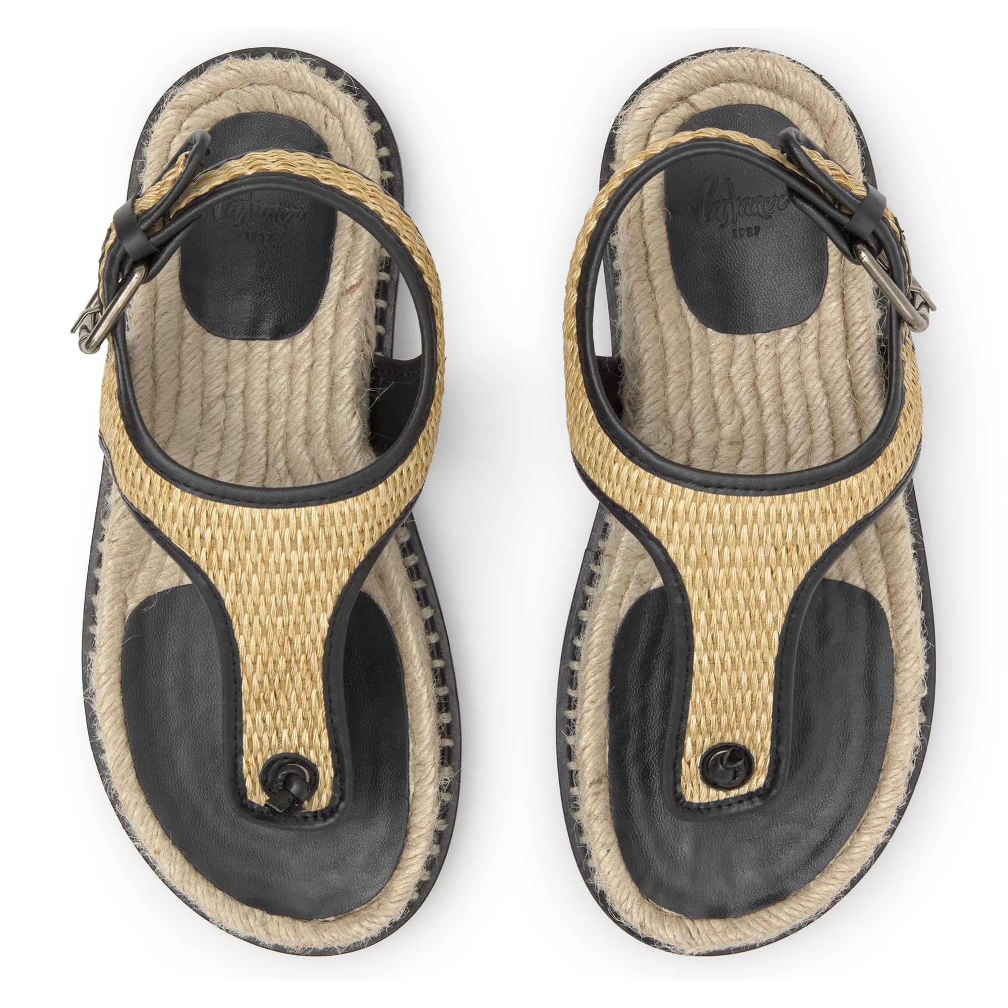 Sandalia de dedo Tamesis en rafia trenzada con suela de yute y goma