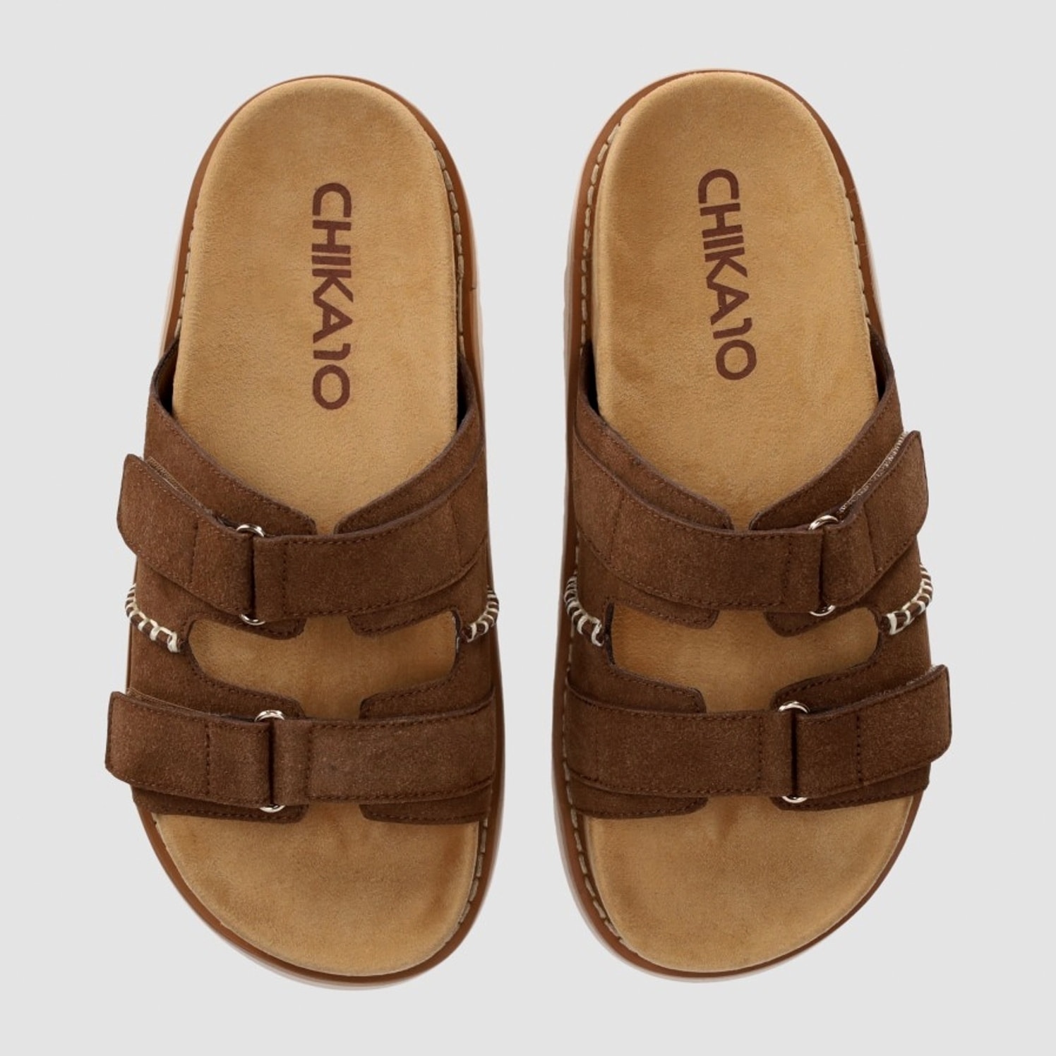 Sandalias de Serraje - Marron - Tacón: 4 cm