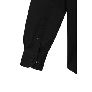 Camicia Uomo 1 Bottone Francese Slim Cotone Unito Nero