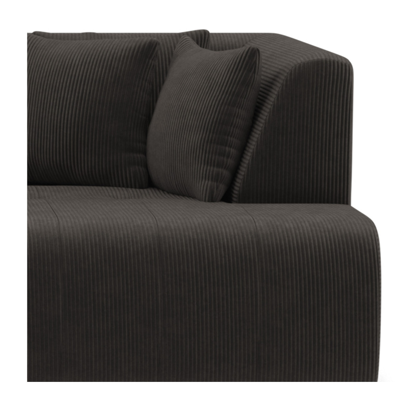 Onyx - canapé droit 4 places avec double méridienne - assise profonde - en velours côtelé - Gris