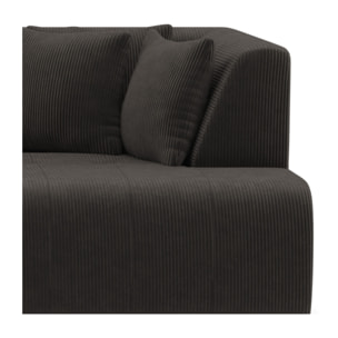 Onyx - canapé droit 4 places avec double méridienne - assise profonde - en velours côtelé - Gris