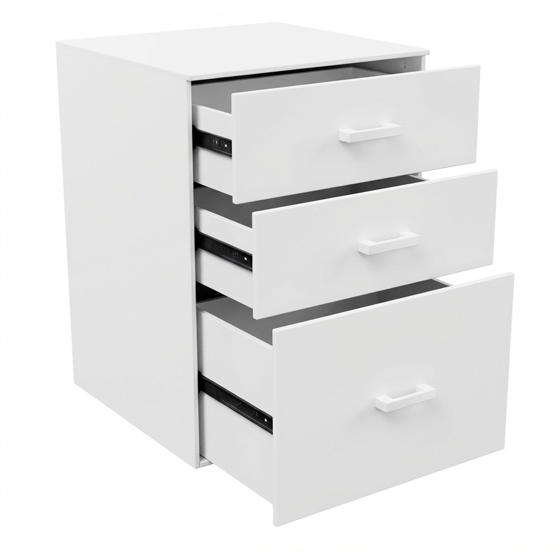 Lyra - Cassettiera Porta Stampante 3 Cassetti Mobiletto da Ufficio con Ruote in Legno MDF Bianco