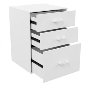 Lyra - Cassettiera Porta Stampante 3 Cassetti Mobiletto da Ufficio con Ruote in Legno MDF Bianco