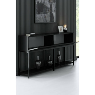 Credenza Djimsit, Buffet da soggiorno, Madia da salotto, Dispensa da cucina, 150x30h80 cm, Nero