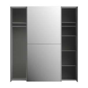 Dressing Armoire 2 portes coulissantes 5 tablettes et 1 miroir - 6 coloris - THAIS
