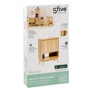 Meuble sous-lavabo Abana 2 portes bois clair