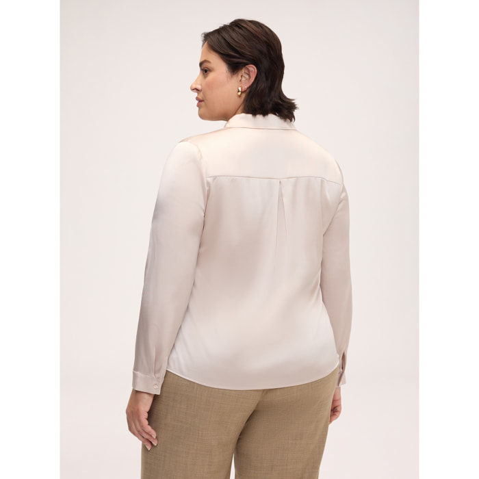 Fiorella Rubino - Camicia in seta stretch con colletto classico - Rosa cipria