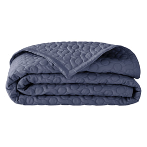 Couvre-lit matelassé uni en satin de coton bio, POESIE, Bleu