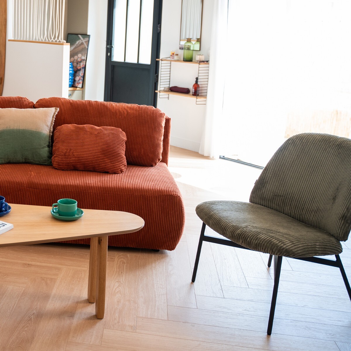 Fauteuil en velours côtelé - PETRA