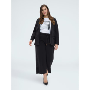 Fiorella Rubino - Blazer in Punto Milano misto cotone - Nero