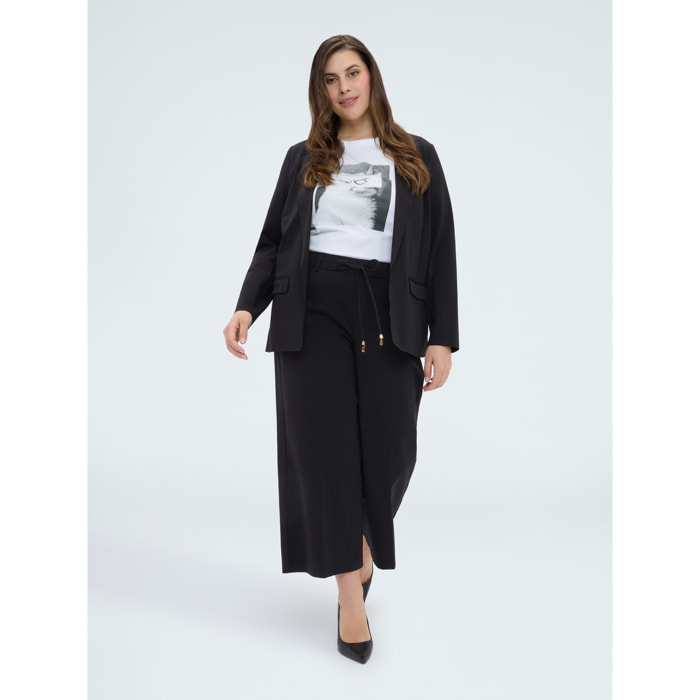 Fiorella Rubino - Blazer in Punto Milano misto cotone - Nero