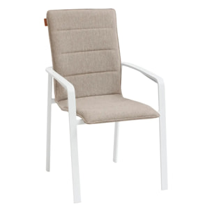 Fauteuil de jardin empilable "Diese" badiane & blanc en aluminium traité époxy