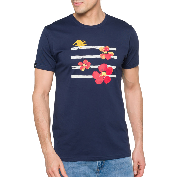 T-shirt in cotone 150 gr Marvel Hot Buttered Blu Navy.