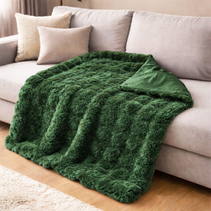 Plaid ultra doux 700 g/m²  - Effet relief bubble - Vert sapin