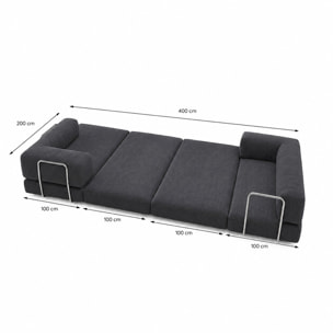 Canapé compressé convertible 5 places à mémoire de forme en velours côtelé gris foncé MELLOW