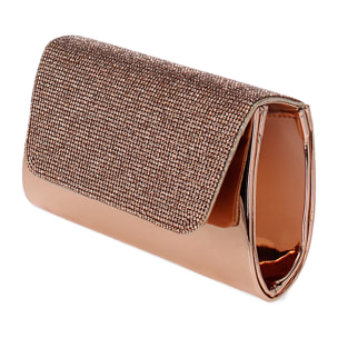 Pochette donna rosa oro a specchio con pietre