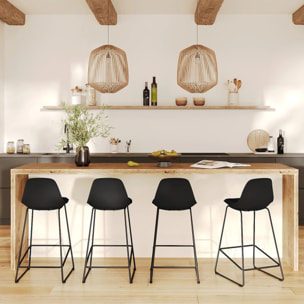 Lot de 2 chaises pour îlot central 65 cm noires - Leni