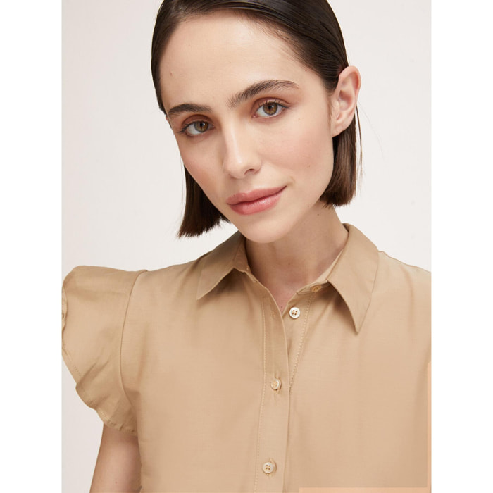 Motivi - Vestido camisero de popelina - Beige