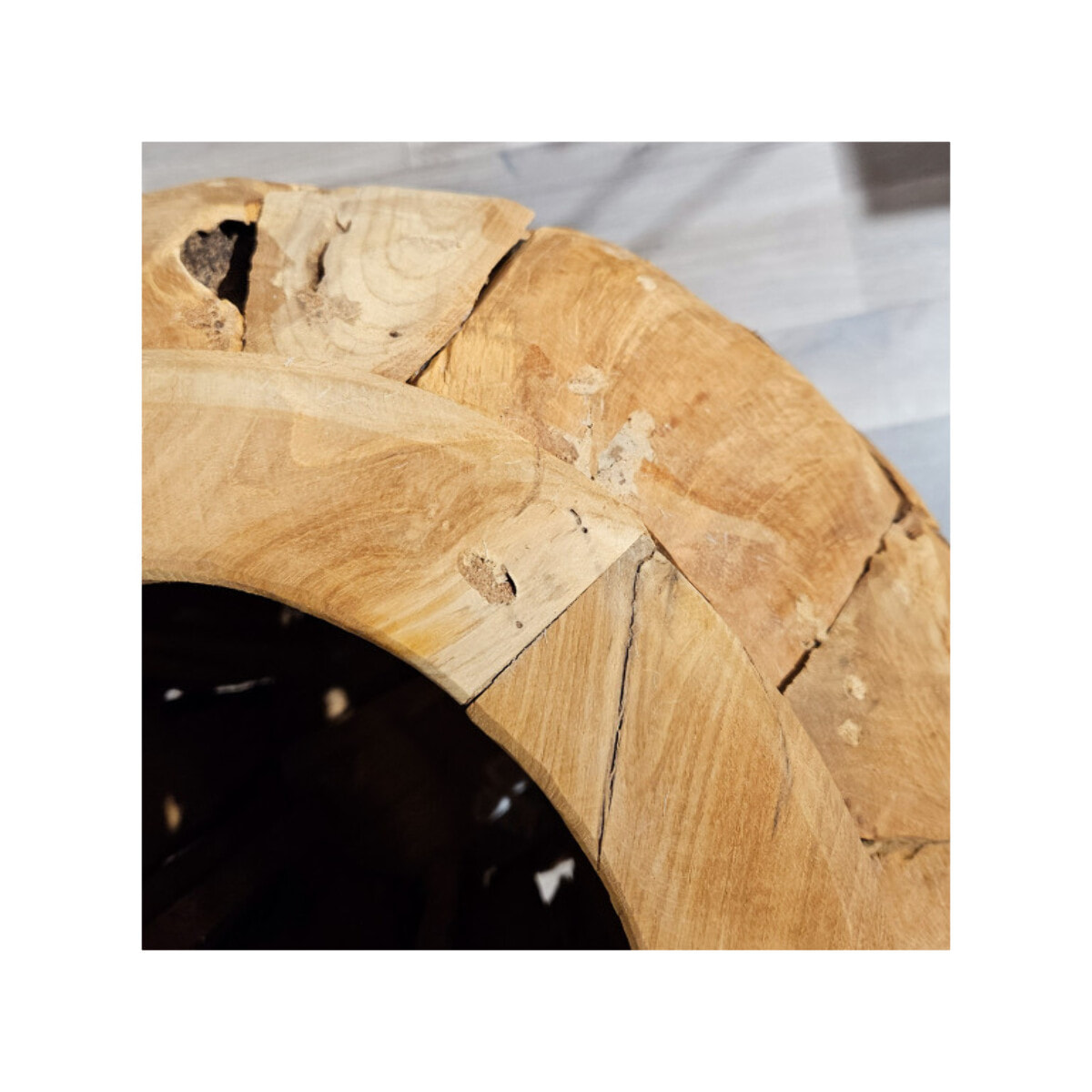 Vase décoratif bois de teck massif H. 59 cm artisanale - VIENNE