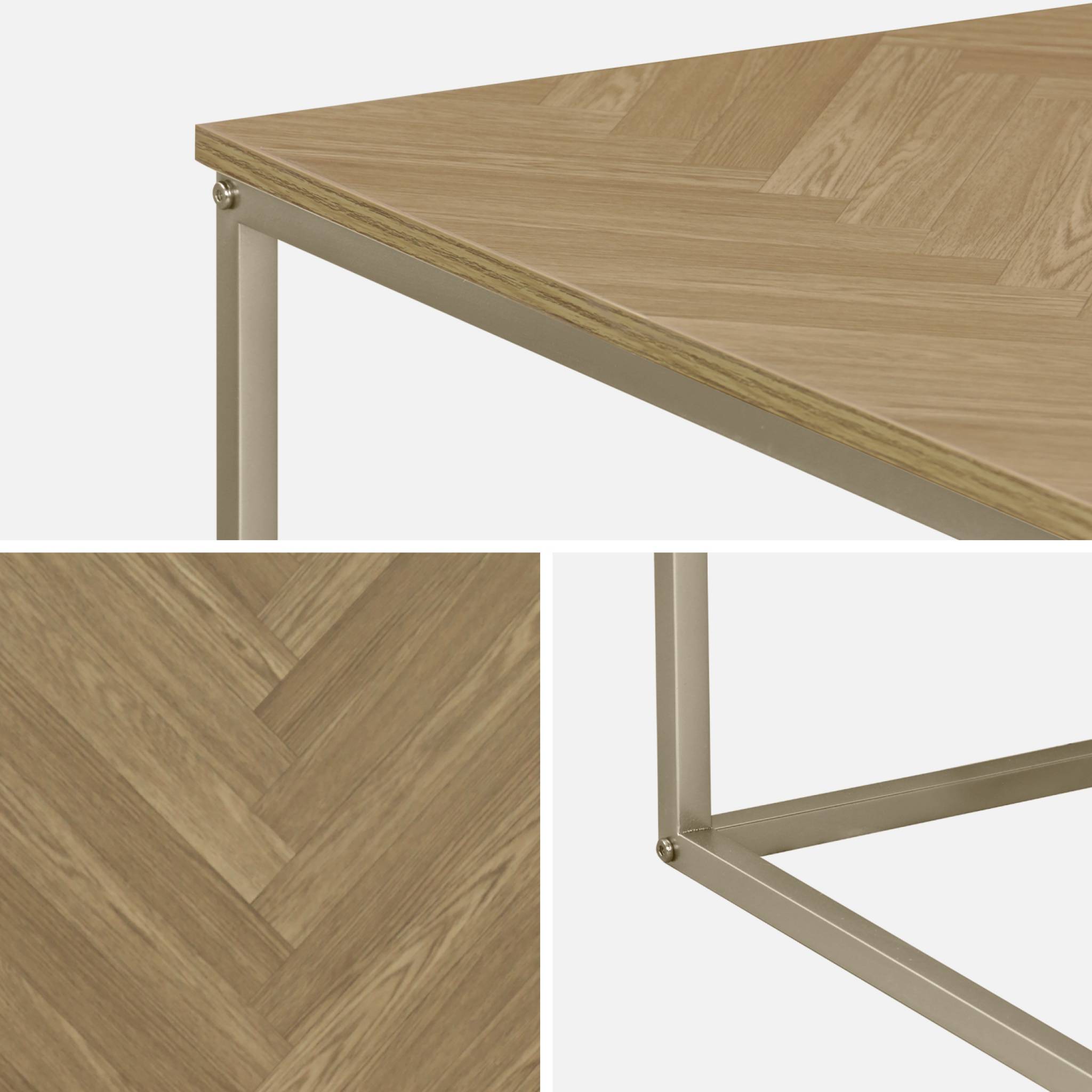 Table basse. Budapest. décor chevrons. structure métal. L 80 x l 80 x H 40cm