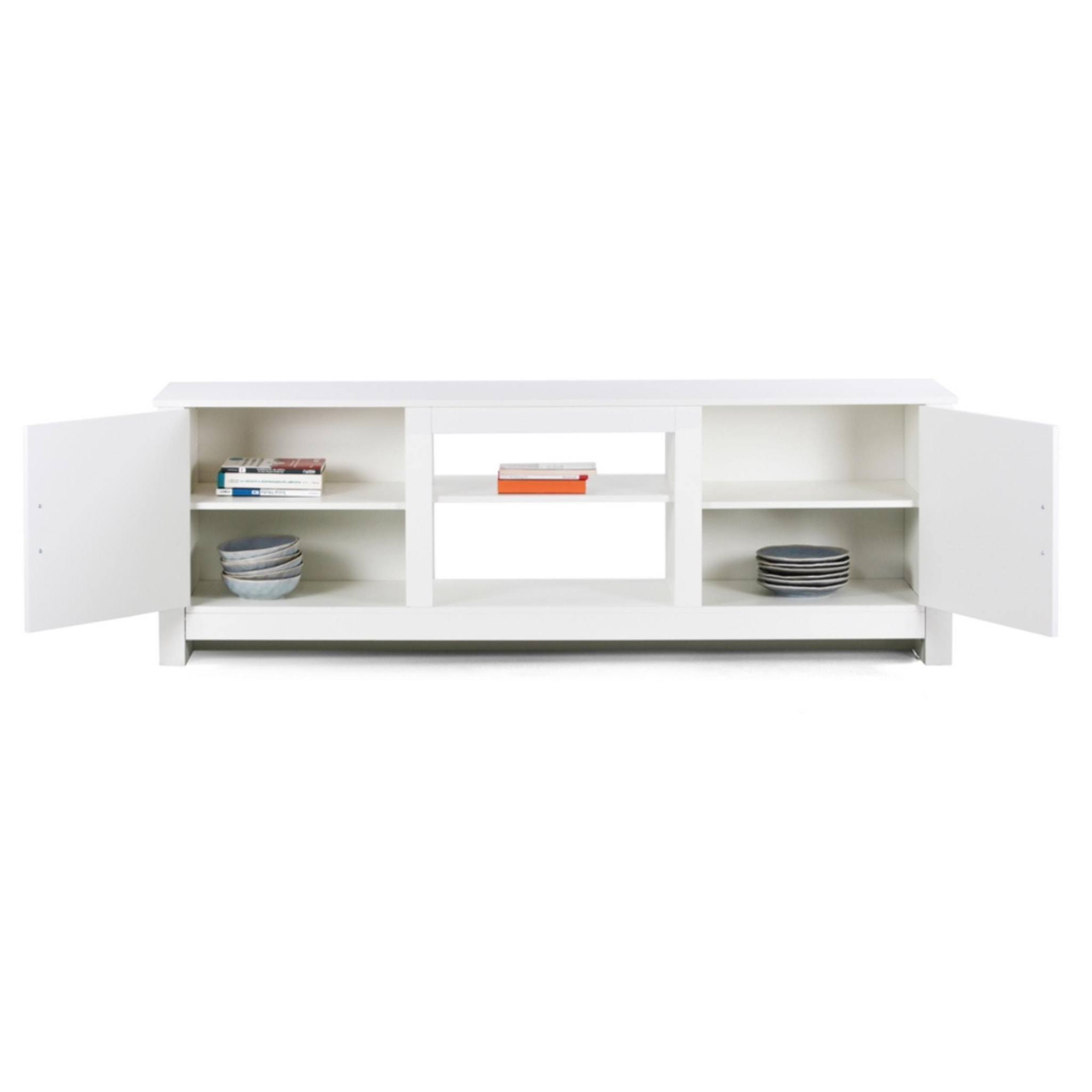 Mobile TV basso bianco con 2 ante e 2 ripiani 180x42x60 cm