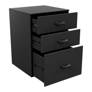 Lyra - Cassettiera Porta Stampante 3 Cassetti Mobiletto da Ufficio con Ruote in Legno MDF Nero