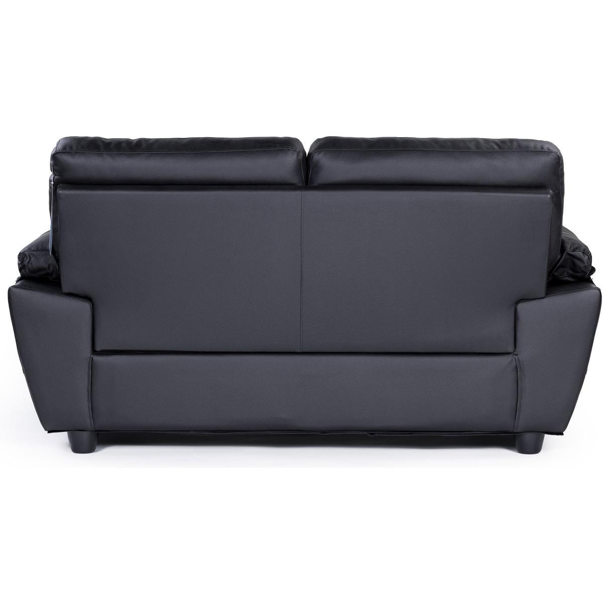 Canapé fixe en cuir reconstitué et PVC ''Dallas'' - 169 x 88 x 90 cm - 2 places - Noir