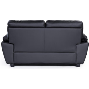 Canapé fixe en cuir reconstitué et PVC ''Dallas'' - 169 x 88 x 90 cm - 2 places - Noir