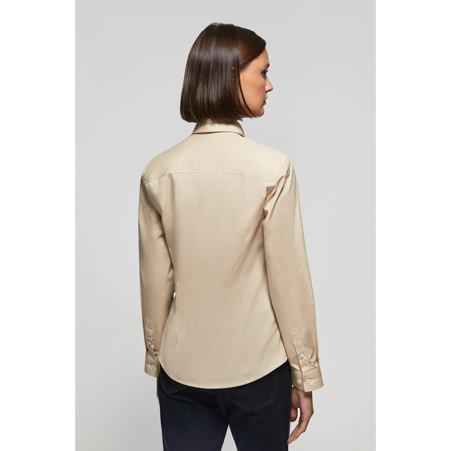 Camicia in popeline Slim Fit beige con ricamo Rigby Go