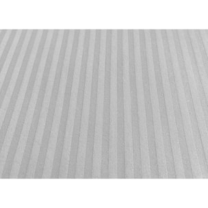 Completo Lenzuola 100% Raso Cotone Rigato 5mm Tinta Unita Grigio
