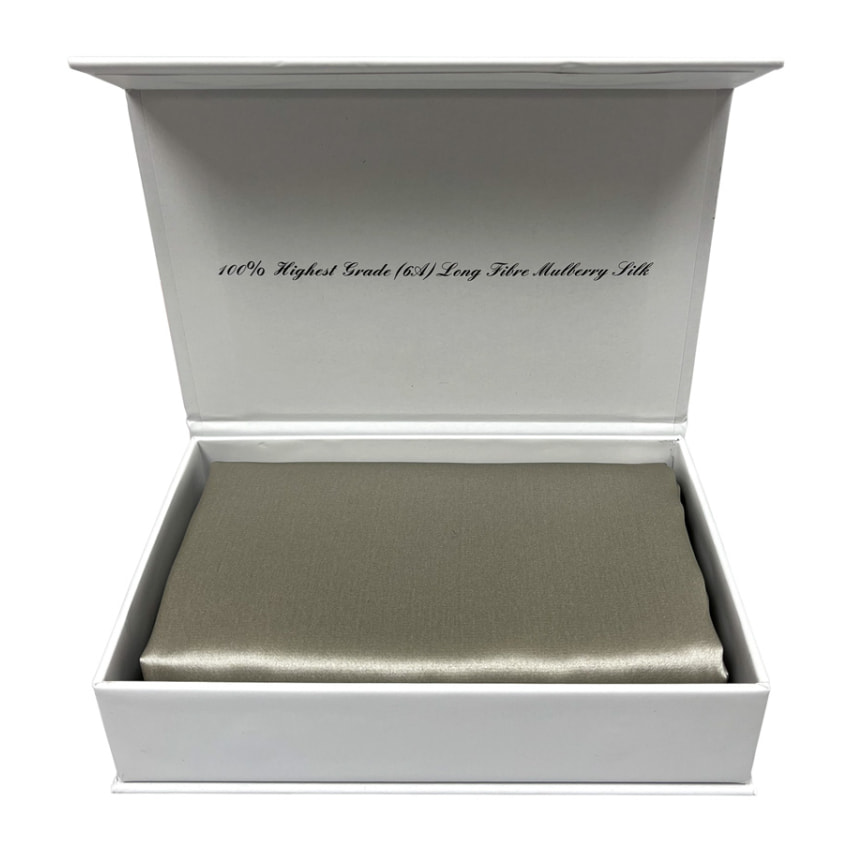 Federa 100% Seta Di Gelso 6A 22 Momme A Sacchetto Tinta Unita Tortora