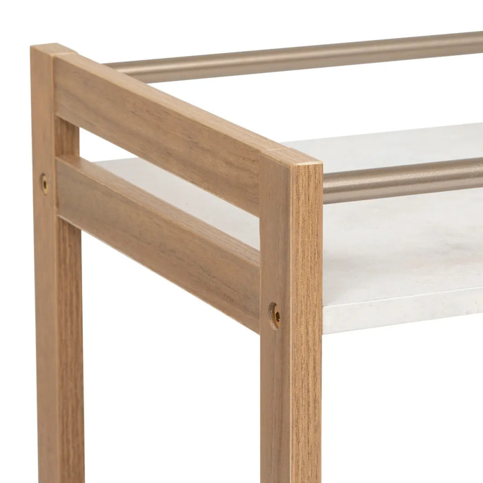 Desserte 3 niveaux Come L30cm bois et effet marbre