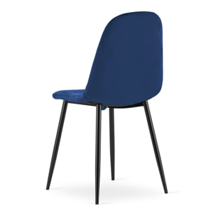 Sedia Asti in velluto blu notte con gambe in metallo