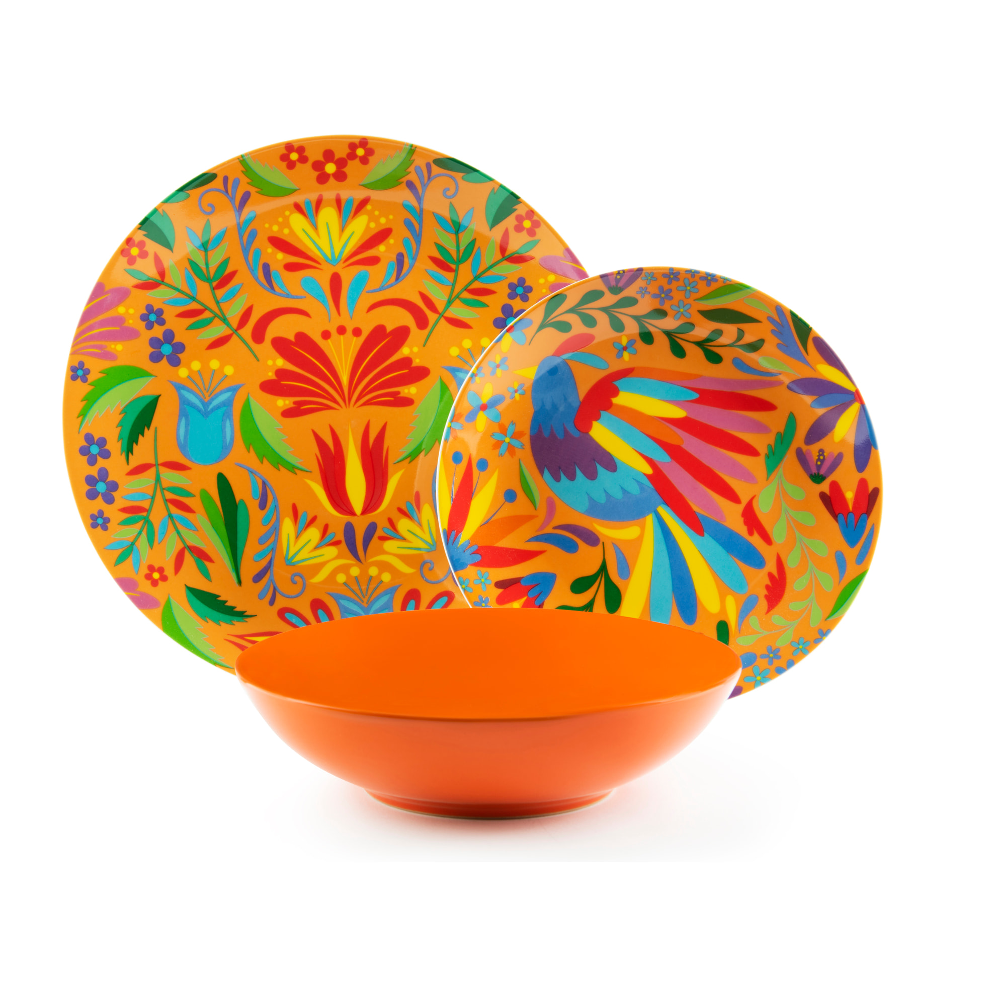 Service de table 18 pièces Excelsa – Mexican Flowers, Porcelaine Multicolore