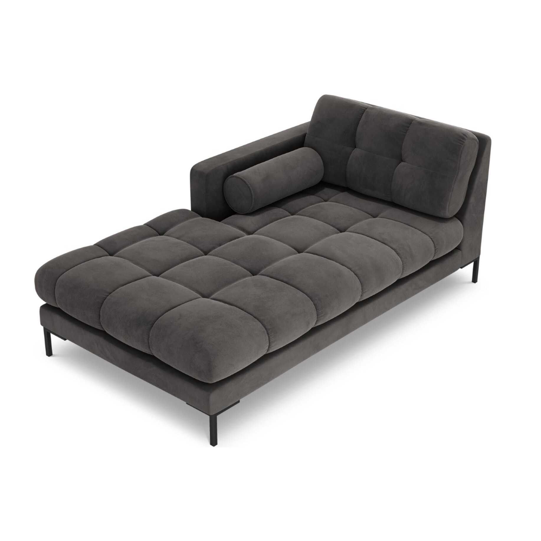 Méridienne gauche "Bali" en velours gris foncé