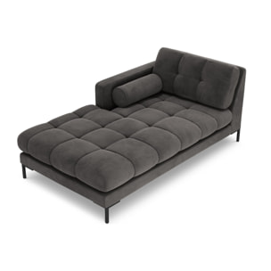 Méridienne gauche "Bali" en velours gris foncé