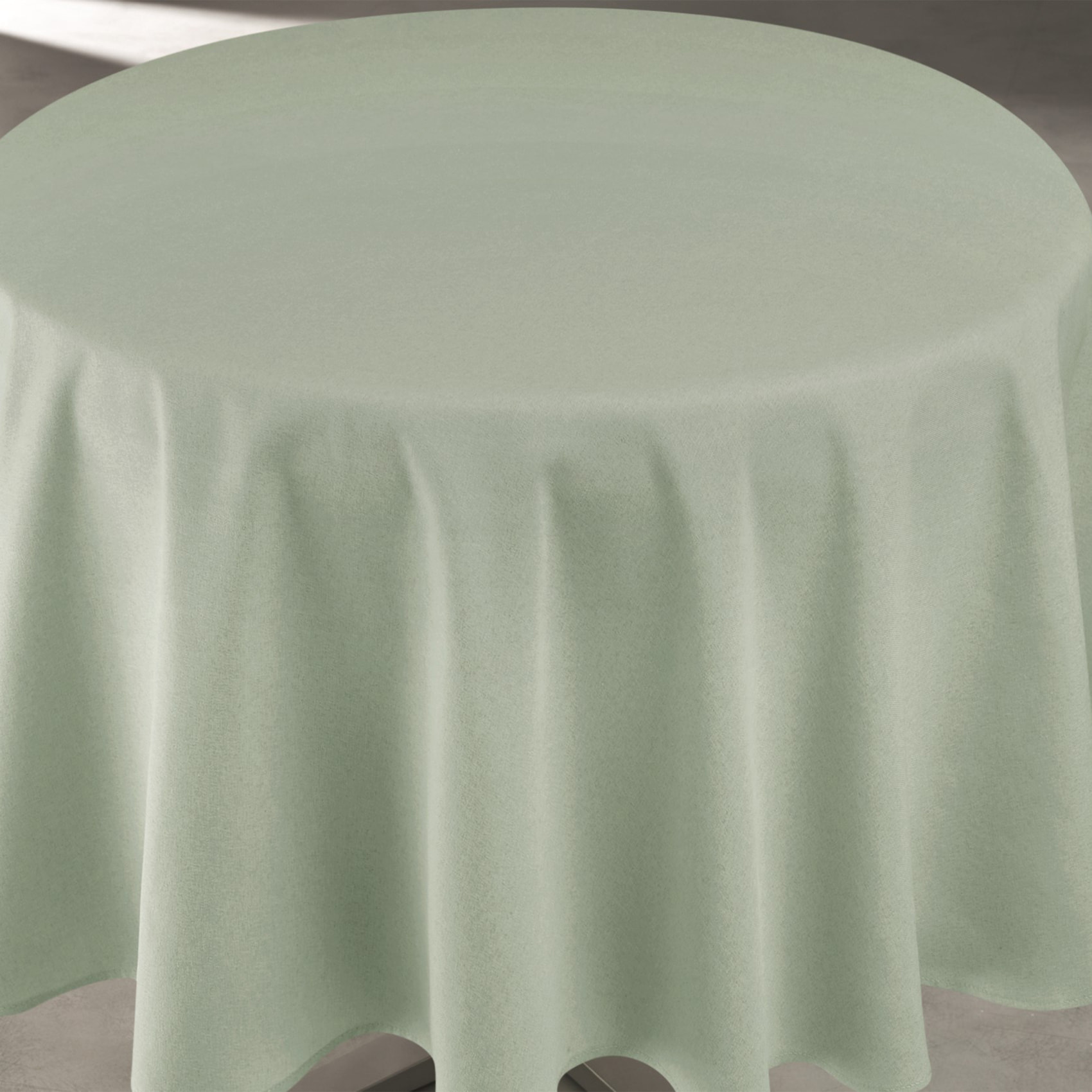 Nappe déperlante anti-taches  - Effet lin pour table ronde - Kaki