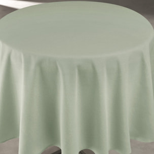 Nappe déperlante anti-taches  - Effet lin pour table ronde - Kaki